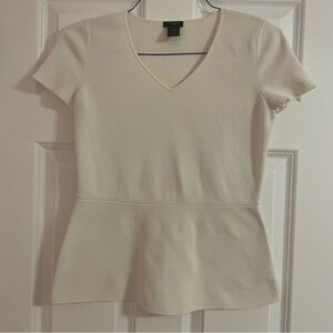 Cream ivory cap sleeve peplum sweater top, Ann Taylor medium petite